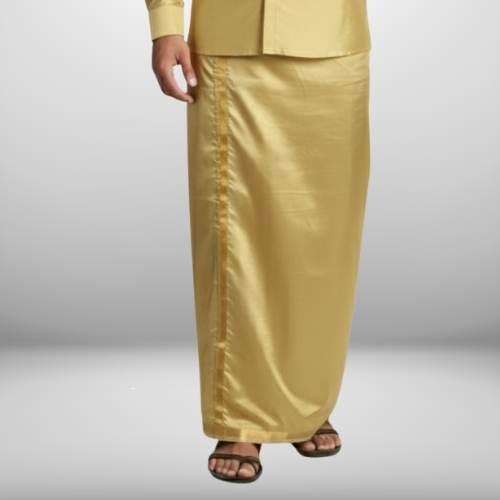 Art Silk Jari Gold Shirt and Dhoti - Image 3