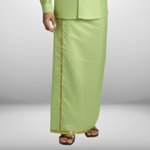 Art Silk Marine Green Shirt and Dhoti - Image 3