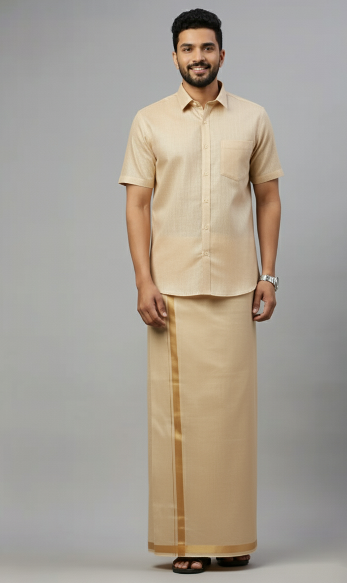 Tissue Gold Shirt and Dhoti