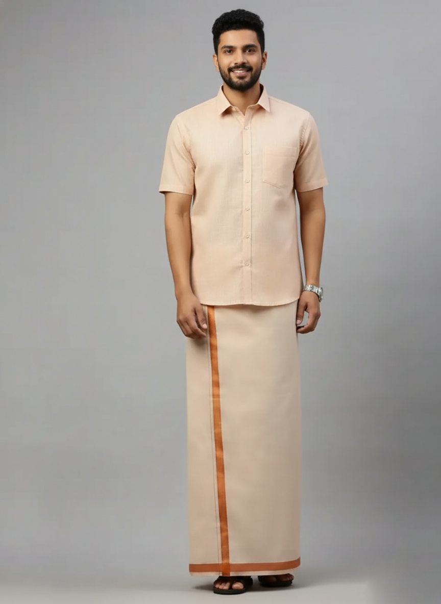 Tissue Copper Shirt and Dhoti