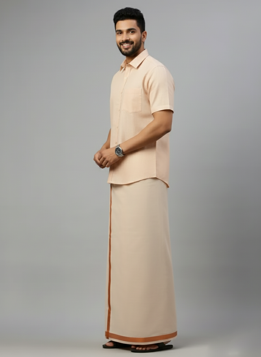 Tissue Copper Shirt and Dhoti - Image 2