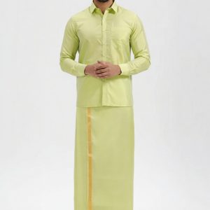 Art Silk FIR Green Shirt and Dhoti